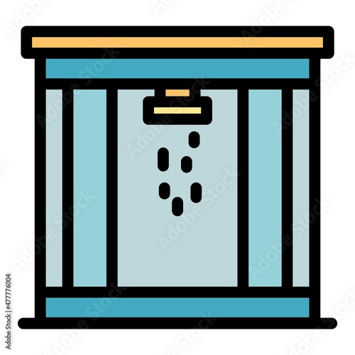 Bathroom stall icon. Outline bathroom stall vector icon color flat isolated