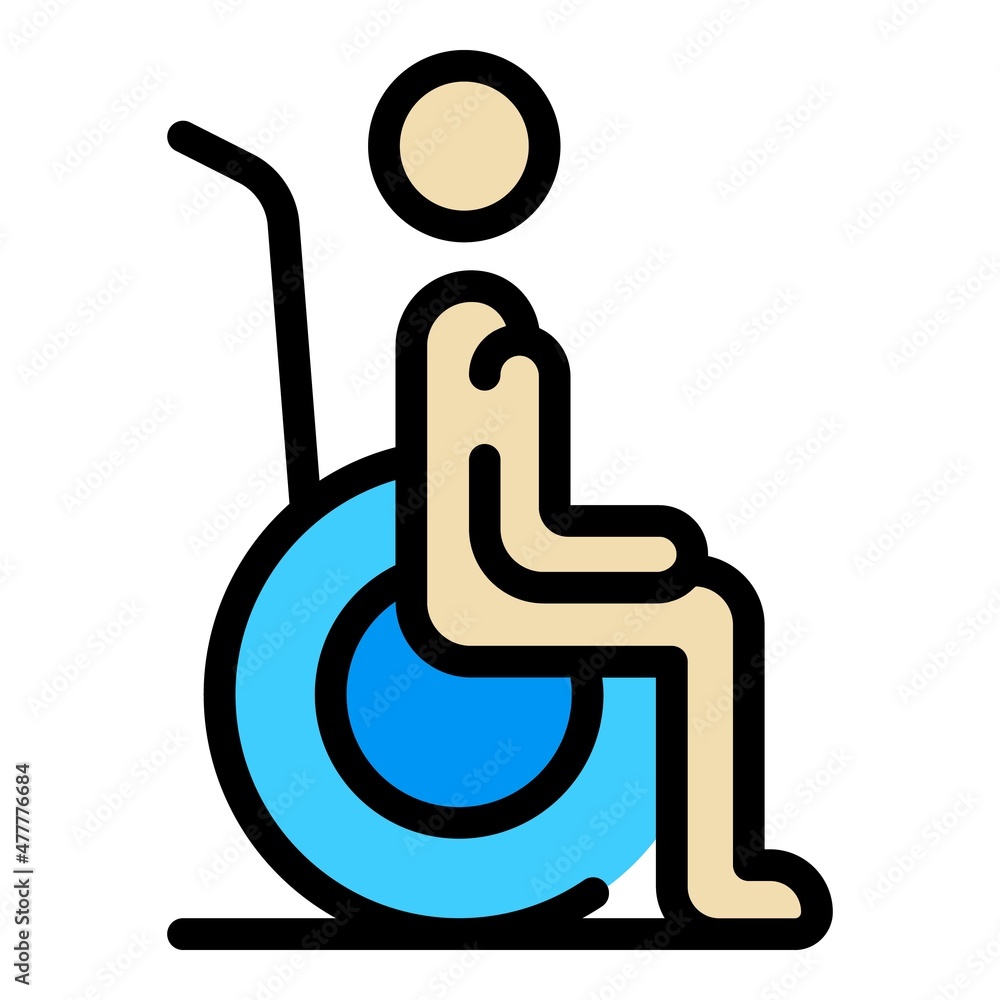 Wheelchair wc icon. Outline wheelchair wc vector icon color flat isolated Wheelchair wc icon. Outline wheelchair wc vector icon color flat isolated