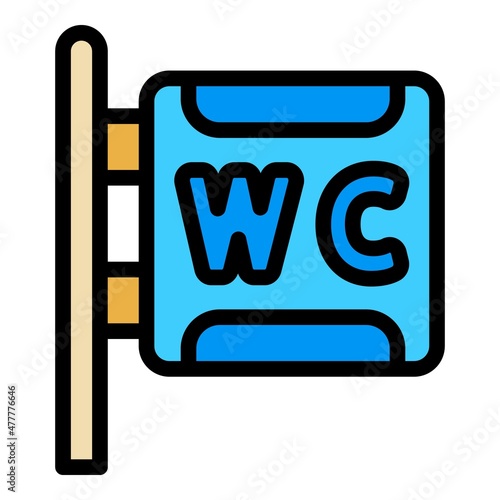 Wc street banner icon. Outline wc street banner vector icon color flat isolated