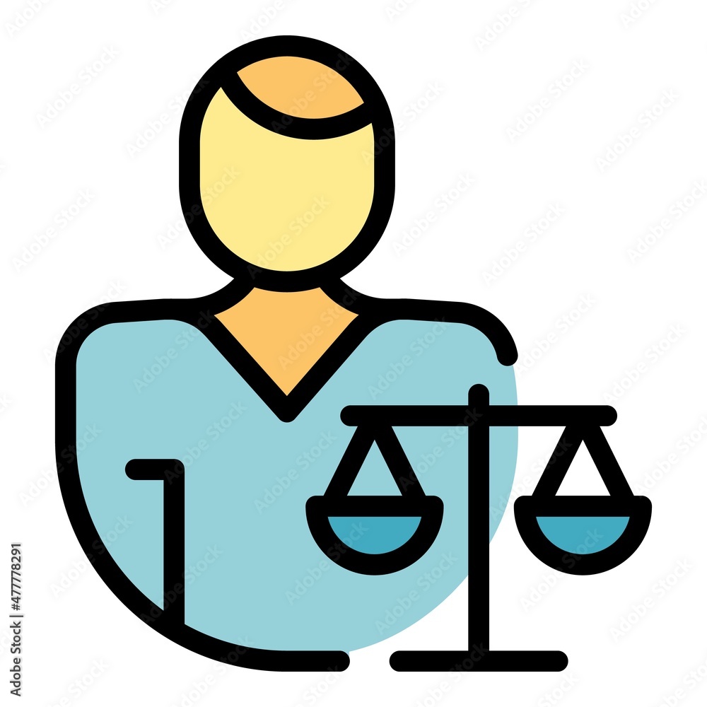 Law person icon. Outline law person vector icon color flat isolated Law person icon. Outline law person vector icon color flat isolated