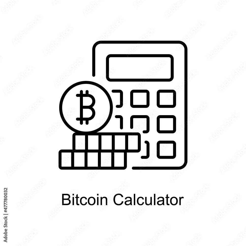 Bitcoin Calculator vector outline icon for web isolated on white background EPS 10 file Bitcoin Calculator vector outline icon for web isolated on white background EPS 10 file