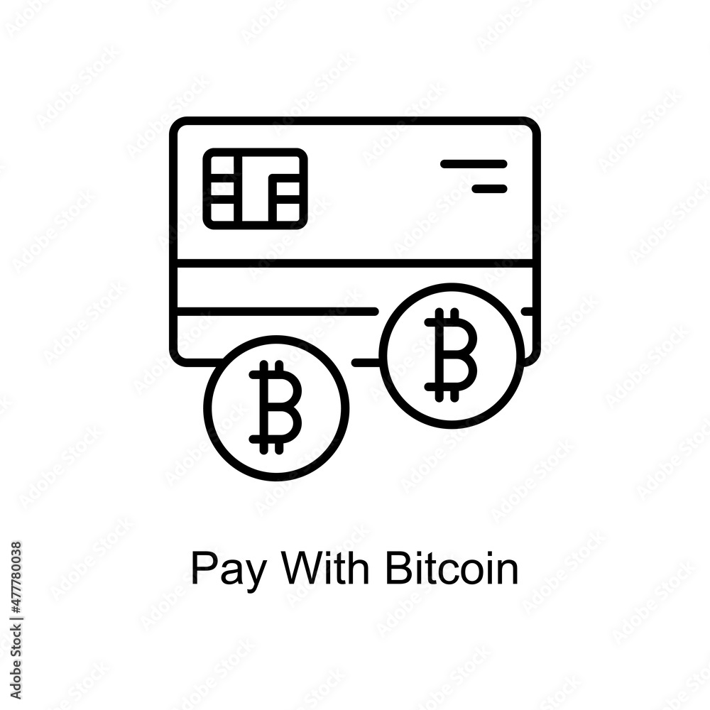 Pay With Bitcoin vector outline icon for web isolated on white background EPS 10 file Pay With Bitcoin vector outline icon for web isolated on white background EPS 10 file