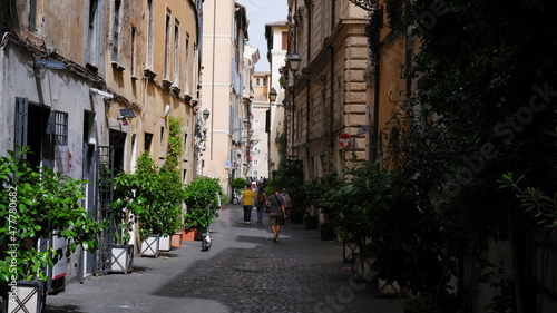 Narrow old street in the city of Rome 