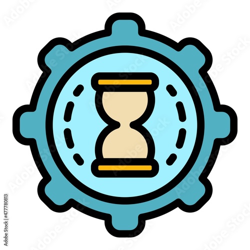 Time track hours icon. Outline time track hours vector icon color flat isolated
