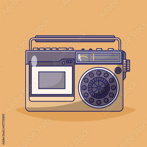 Vintage Radio Vector Icon Illustration. Radio Vector. Flat Cartoon Style Suitable for Web, Landing Page, Banner, Flyer, Sticker, Wallpaper, Background, Mobile App, UI