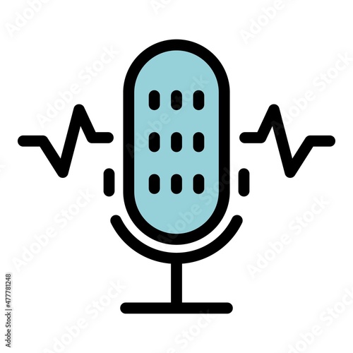 Recording microphone icon. Outline recording microphone vector icon color flat isolated