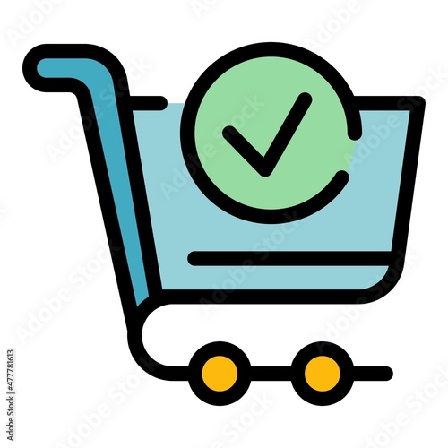 Shopping trolley icon. Outline shopping trolley vector icon color flat isolated