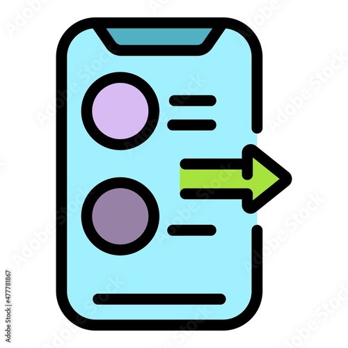 Phone reply icon. Outline phone reply vector icon color flat isolated