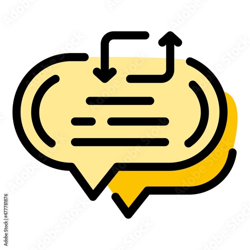 Repost chat icon. Outline repost chat vector icon color flat isolated