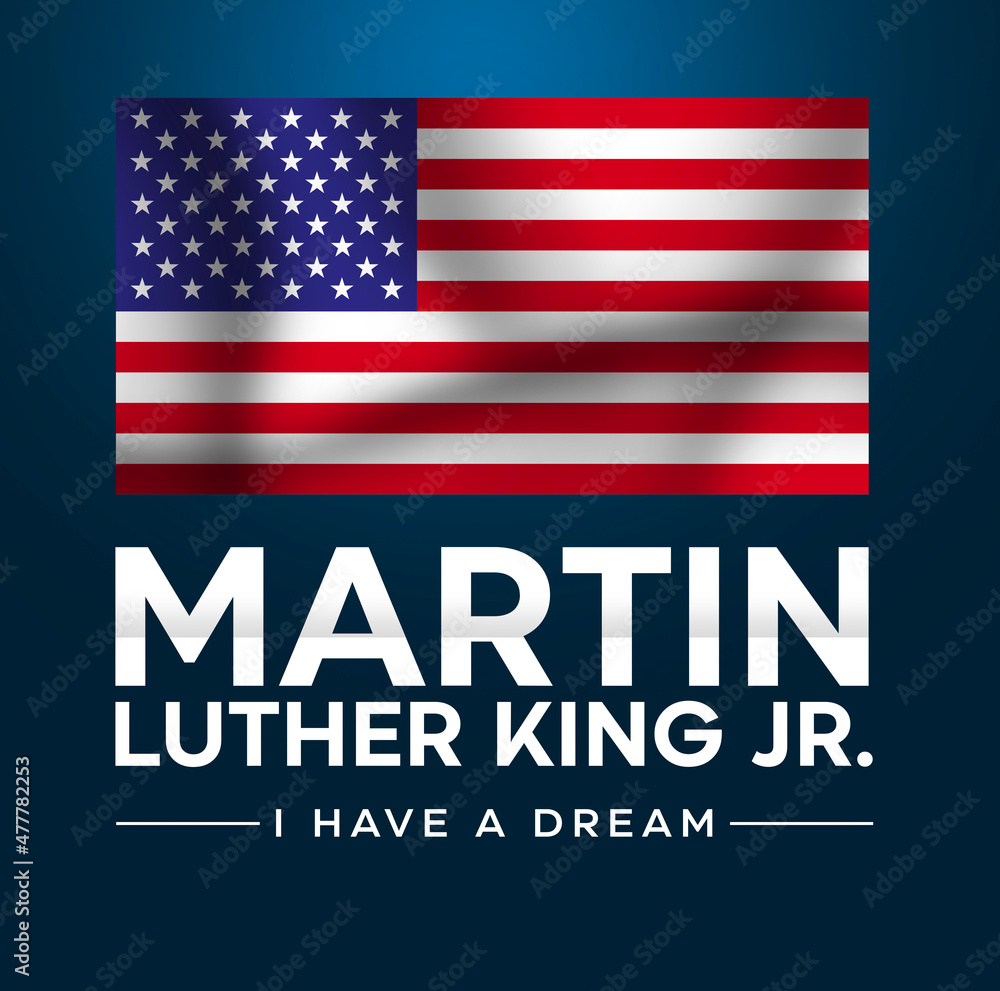 Patriotic Martin Luther King Jr. Day Abstract Background with Waving United States Flag. American patriotic backdrop Patriotic Martin Luther King Jr. Day Abstract Background with Waving United States Flag. American patriotic backdrop