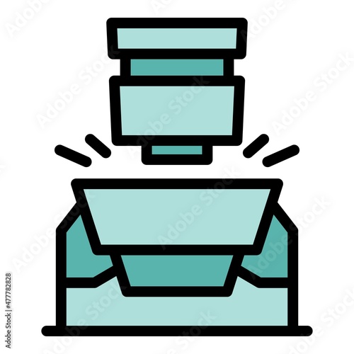 Paper production icon. Outline paper production vector icon color flat isolated