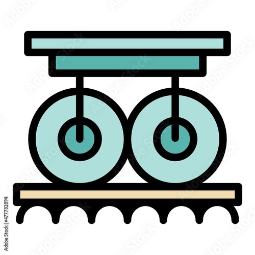 Paper roller icon. Outline paper roller vector icon color flat isolated