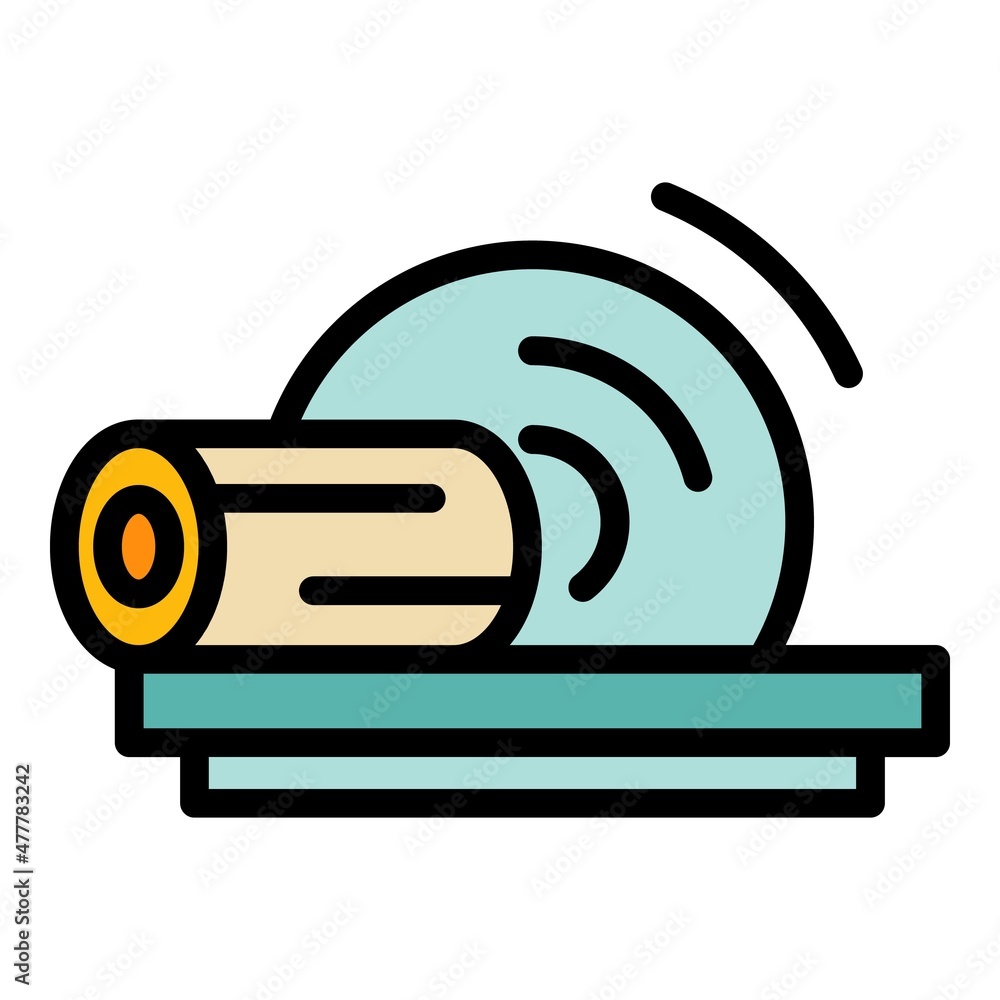 Cutting wood machine icon. Outline cutting wood machine vector icon color flat isolated Cutting wood machine icon. Outline cutting wood machine vector icon color flat isolated