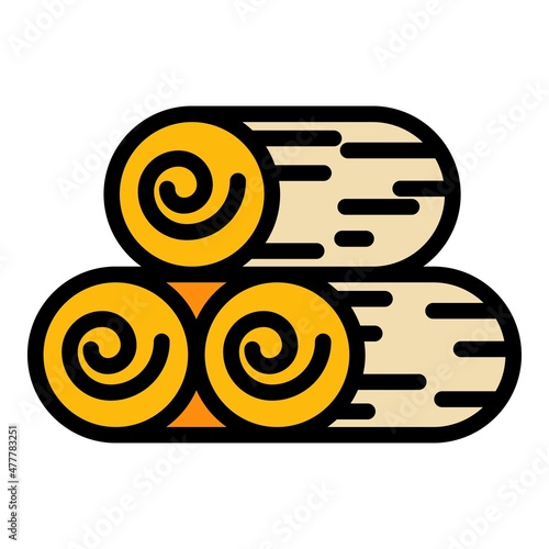 Wood roll stack icon. Outline wood roll stack vector icon color flat isolated