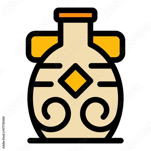 Pitcher amphora icon. Outline pitcher amphora vector icon color flat isolated
