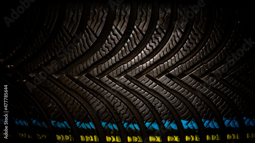close-up of the tread of a tyre