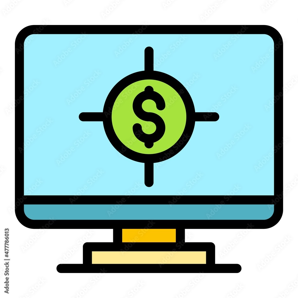 Online target audience icon. Outline online target audience vector icon color flat isolated Online target audience icon. Outline online target audience vector icon color flat isolated
