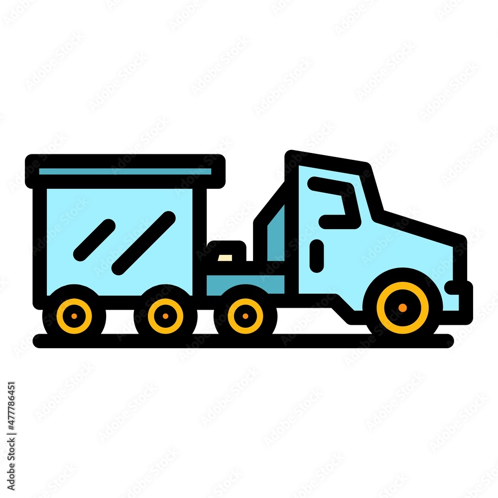 Airport truck icon. Outline airport truck vector icon color flat isolated