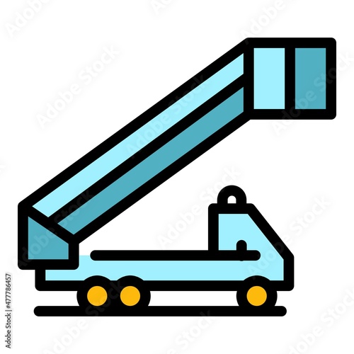 Vehicle airport ladder icon. Outline vehicle airport ladder vector icon color flat isolated