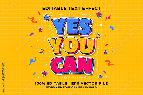 Editable text effect - Yes You Can Cartoon template style premium vector