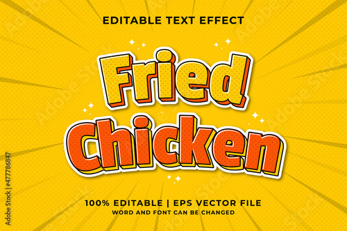 Editable text effect - Fried Chicken Cartoon template style premium vector