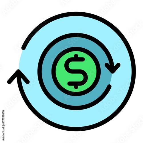 Money online conversion icon. Outline money online conversion vector icon color flat isolated