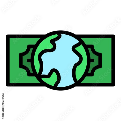 Global cash money transfer icon. Outline Global cash money transfer vector icon color flat isolated