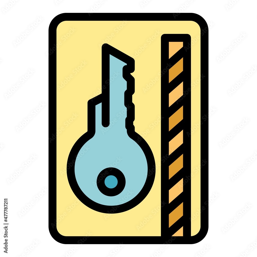 Airport key card icon. Outline airport key card vector icon color flat isolated Airport key card icon. Outline airport key card vector icon color flat isolated
