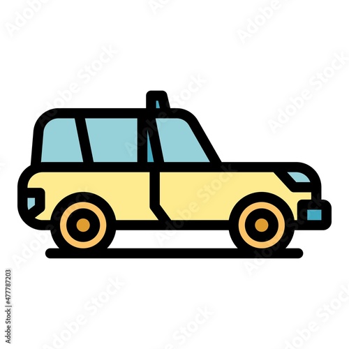 Airport taxi icon. Outline airport taxi vector icon color flat isolated