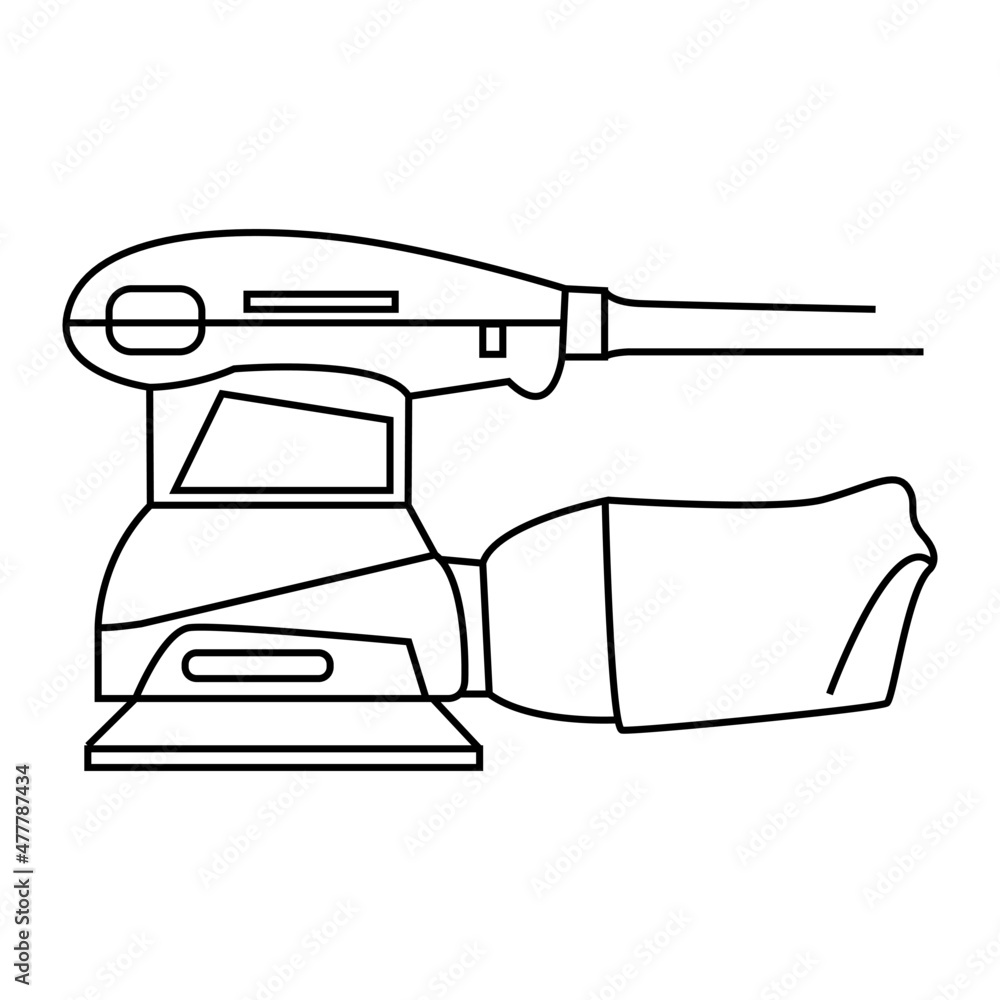 Eccentric Orbital Sander. Power tool. Line drawing Eccentric Orbital Sander. Power tool. Line drawing
