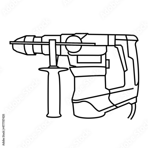 Perforator. Power tool. Line drawing 