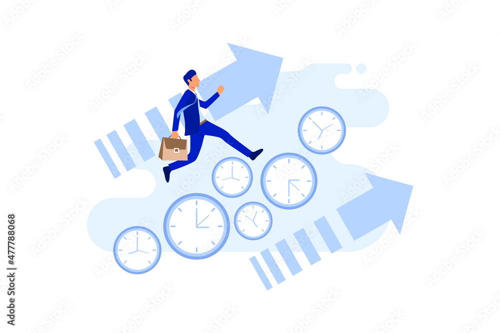 Faster than time. Push forward. flat modern design illustration Faster than time. Push forward. flat modern design illustration