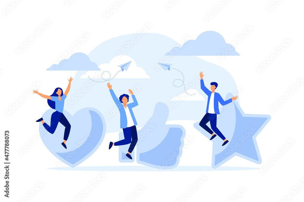 Obraz premium best performance, highest rating, vote, score five points. people leave feedback and comments that successful work is the highest score flat vector illustration 