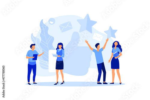 best performance, score five points. people leave reviews and comments that successful work is the highest score,  flat vector illustration 