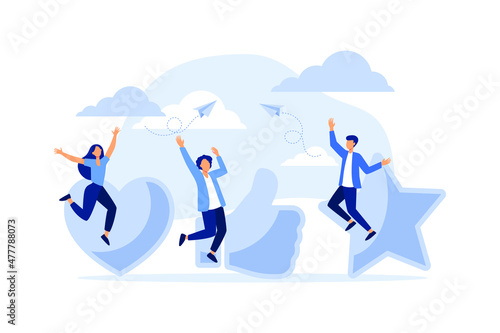 best performance, highest rating, vote, score five points. people leave feedback and comments that successful work is the highest score flat vector illustration 