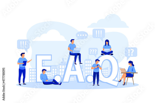 searching or search for answers concept with people and question mark around with modern flat vector design illustration 