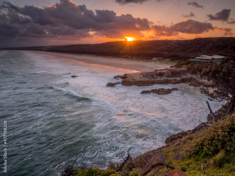 Coastal Sunset with Rocky Headland