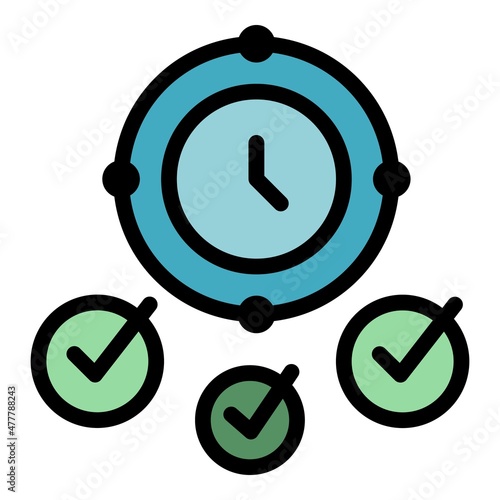 Control time management icon. Outline Control time management vector icon color flat isolated