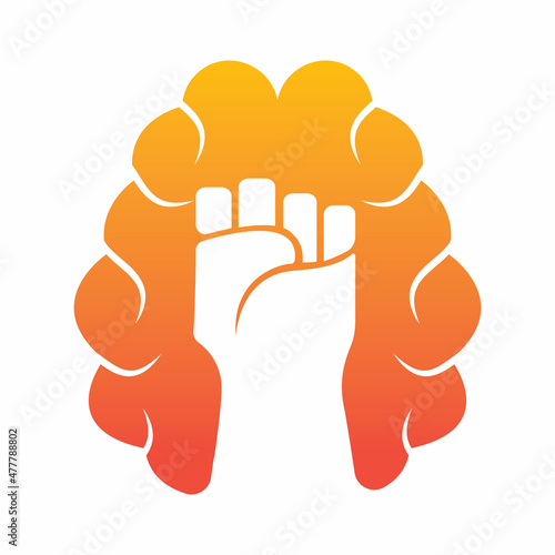 Brain fist vector logo design. Intellect power logo. Extreme intelligence concept.