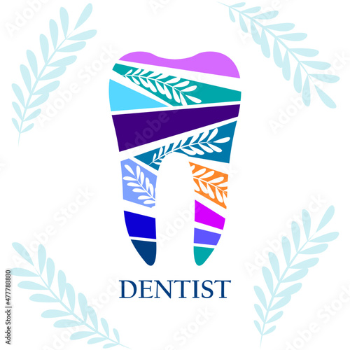 Stylized tooth. Dentist. Dentistry or individual specialist logo