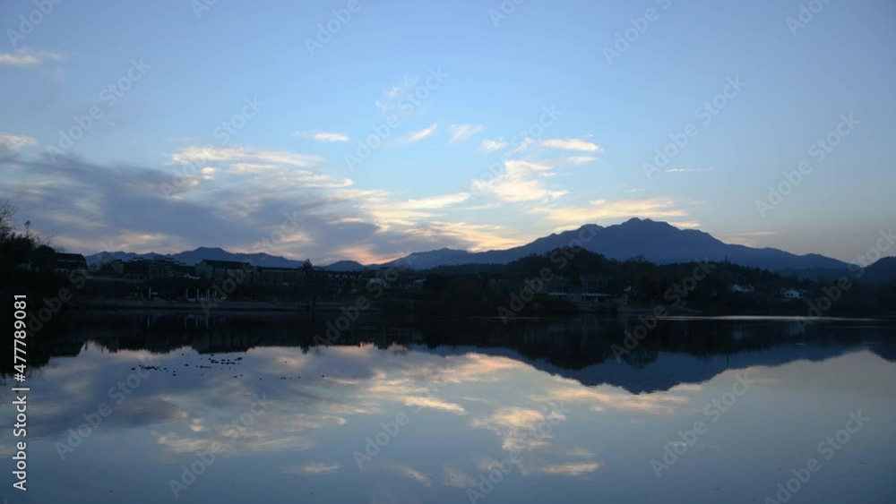 Peach Blossom Pool Sunset, Jing County, Xuancheng City, Anhui Province, China Peach Blossom Pool Sunset, Jing County, Xuancheng City, Anhui Province, China