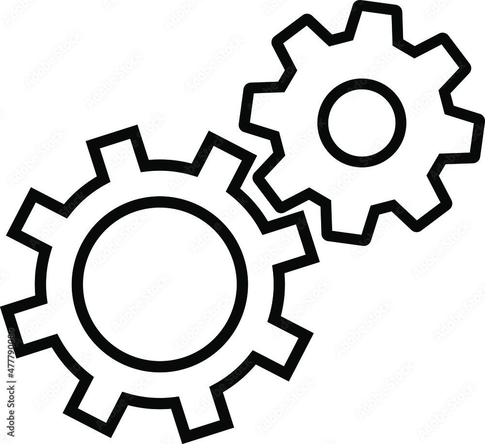Gears outline icon. Settings vector concept line symbol