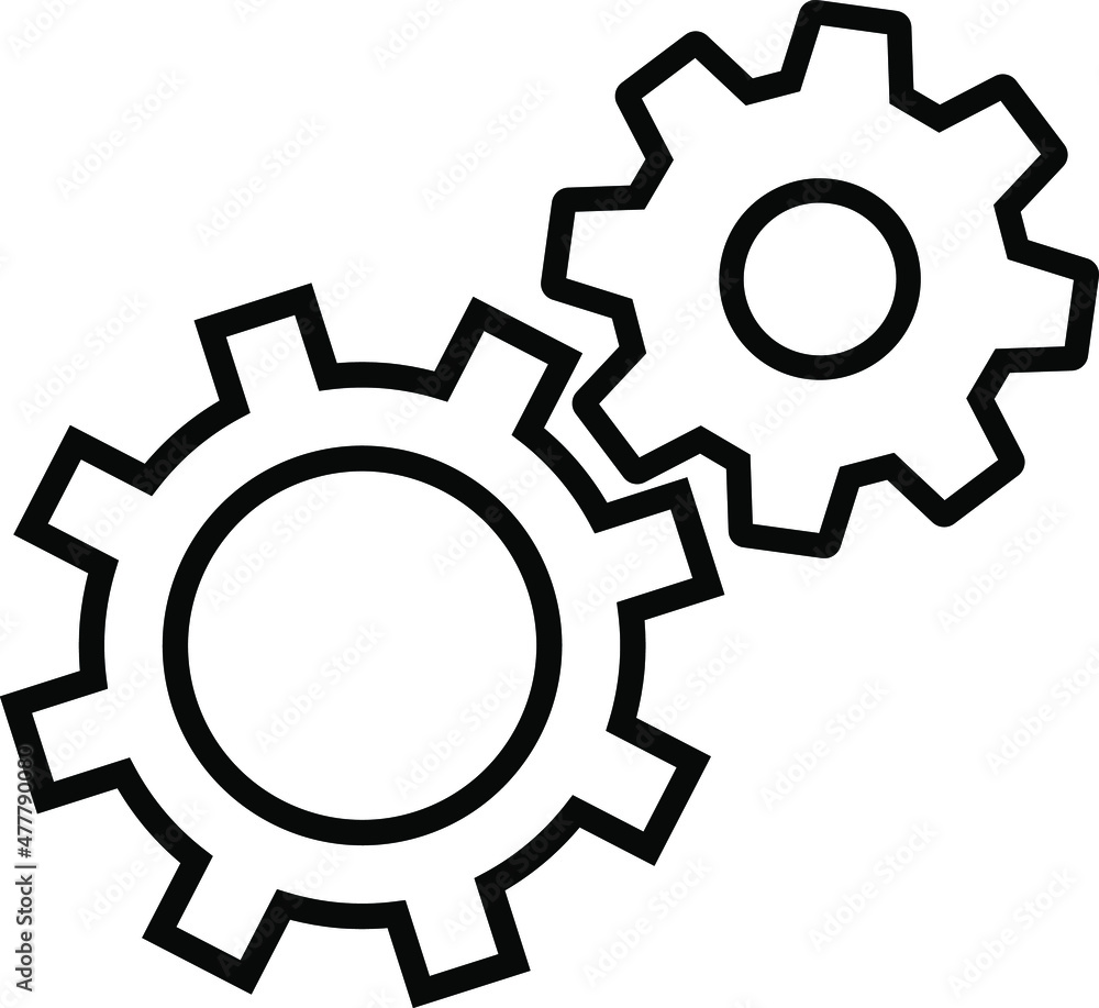 Gears outline icon. Settings vector concept line symbol Gears outline icon. Settings vector concept line symbol