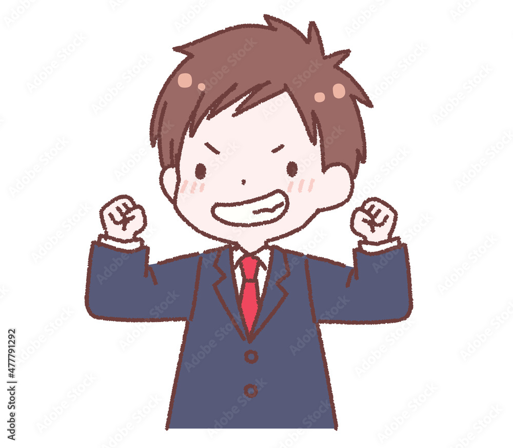 笑顔でガッツポーズする男性
笑顔でガッツポーズする男性