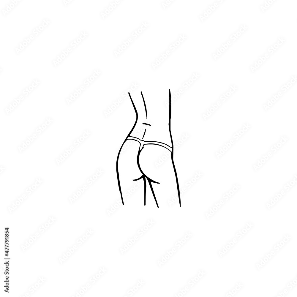 Fototapeta premium Female butt or ass line art