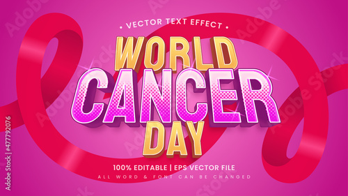 World Cancer Day 3d Editable Text Style Effect