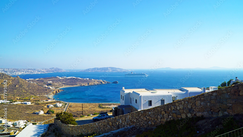 Naklejka premium view of the city of mykonos
