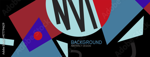 Abstract background. Blocks, lines, triangles, circles composition. Techno or business concept for wallpaper, banner, background, landing page
