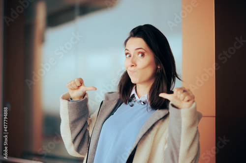 Proud Vain Selfish Woman Pointing to Herself