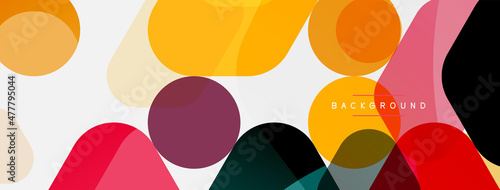 Color bubbles and rounded geometric shapes on white. Vector geometric minimal abstract background for wallpaper, banner, background, landing page